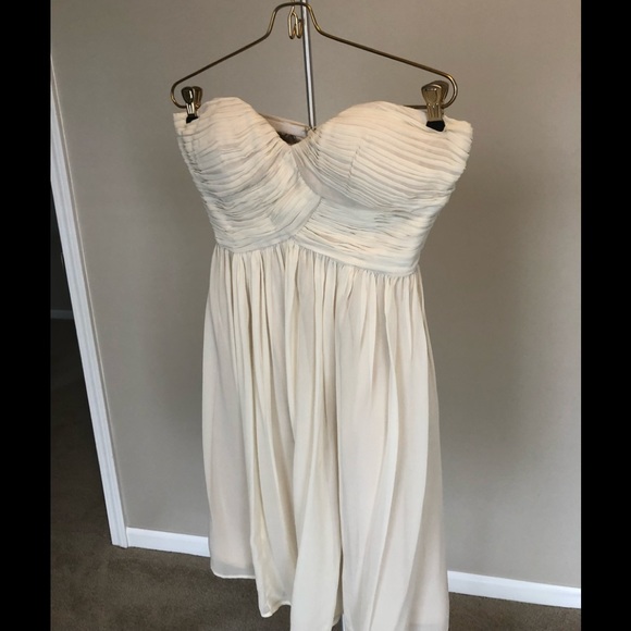 Donna Morgan Strapless Champagne Dress Size 4 dry cleaned Free Shipping - Picture 6 of 13